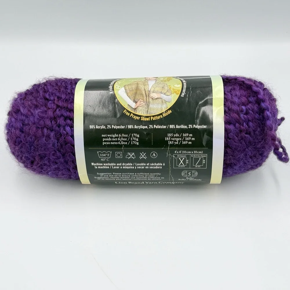 Lion Brand Homespun Yarn Grape 386 Purple Bulky 5 Textured 6 oz 185 Yards USA